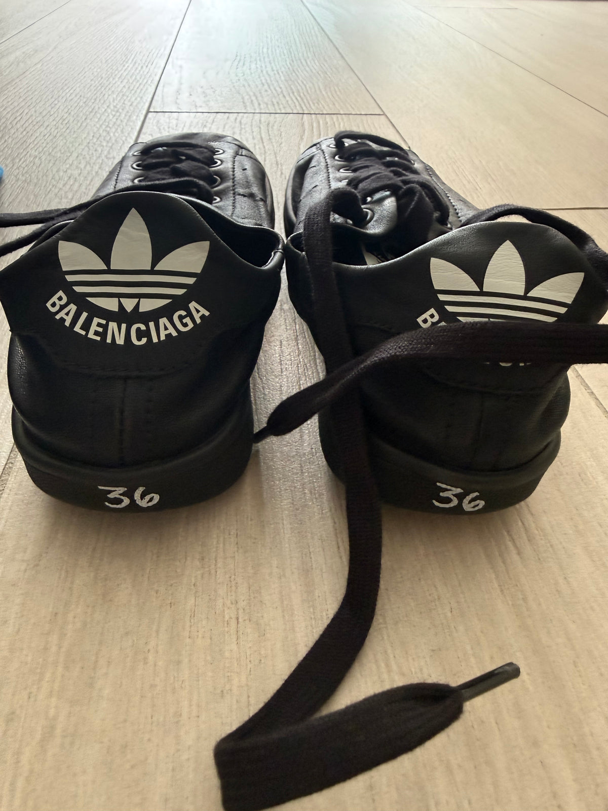 Adidas x Balenciaga Stan Smith Black Leather Sneakers – EU 36
