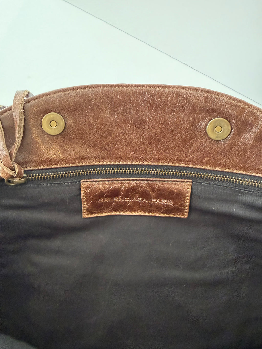 Balenciaga Classic Hardware Oval Clutch in Truffle Chèvre Leather